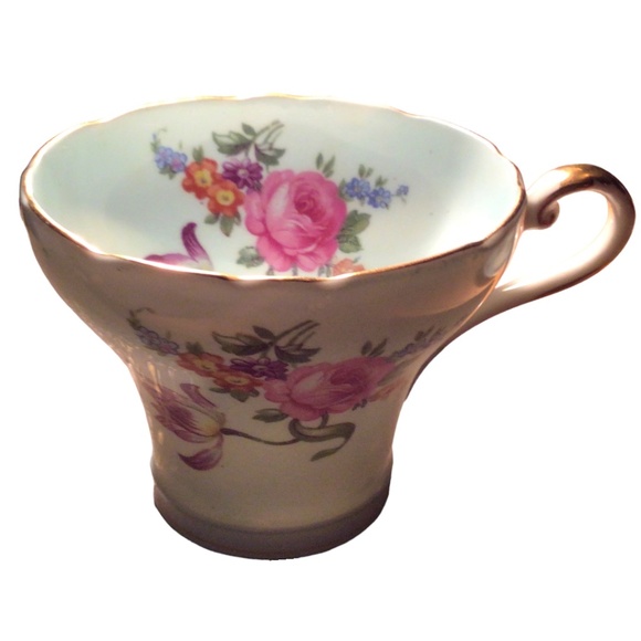 Vintage Aynsley light mint green & floral corset teacup & saucer - Picture 11 of 14